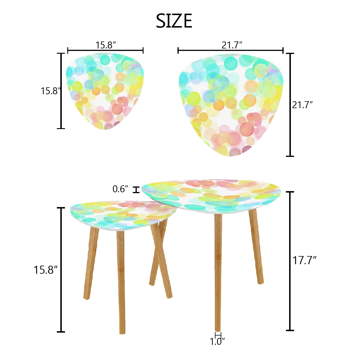Bokeh Lights Triangle Coffee Table Set of 2