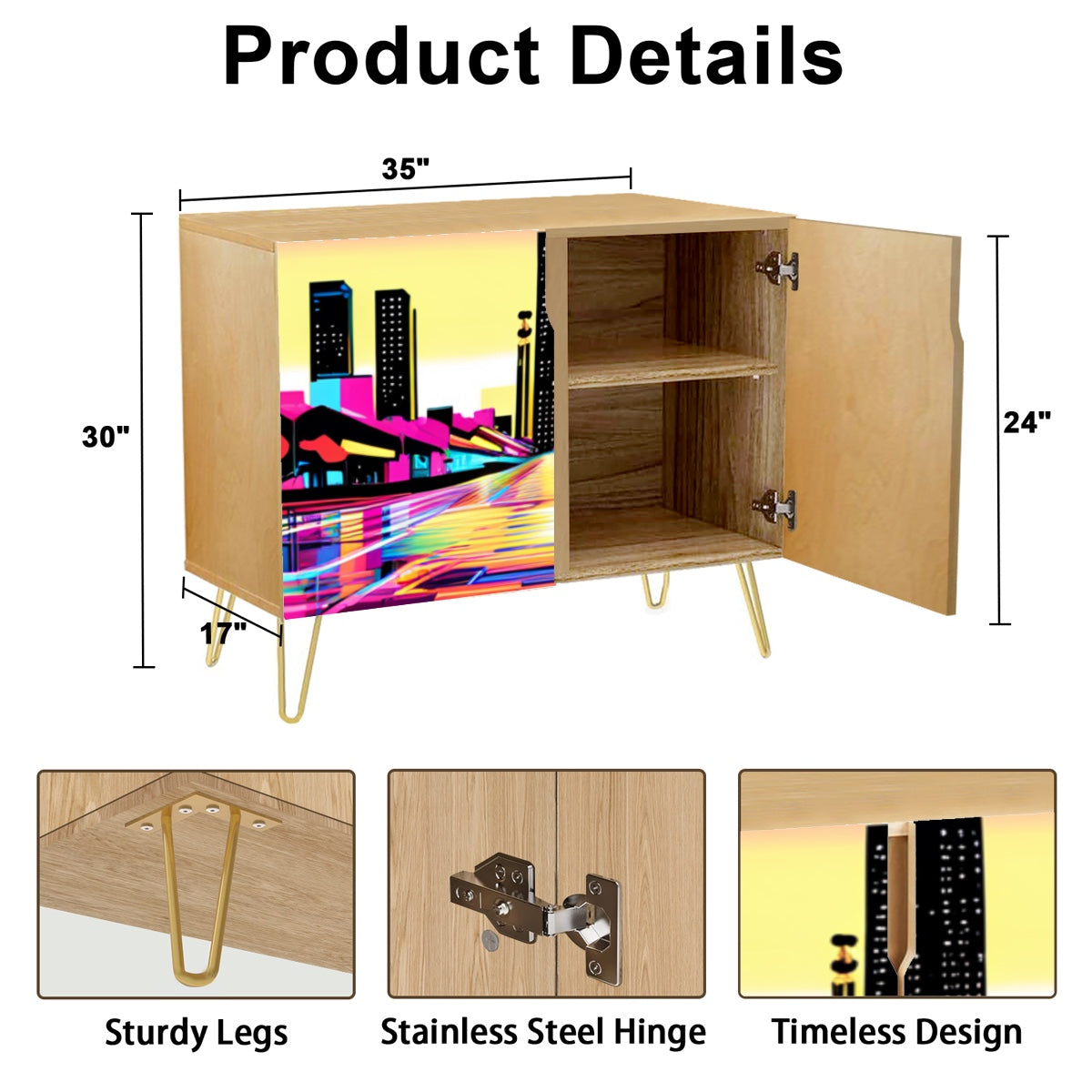 Neon Skyline Storage Cabinet