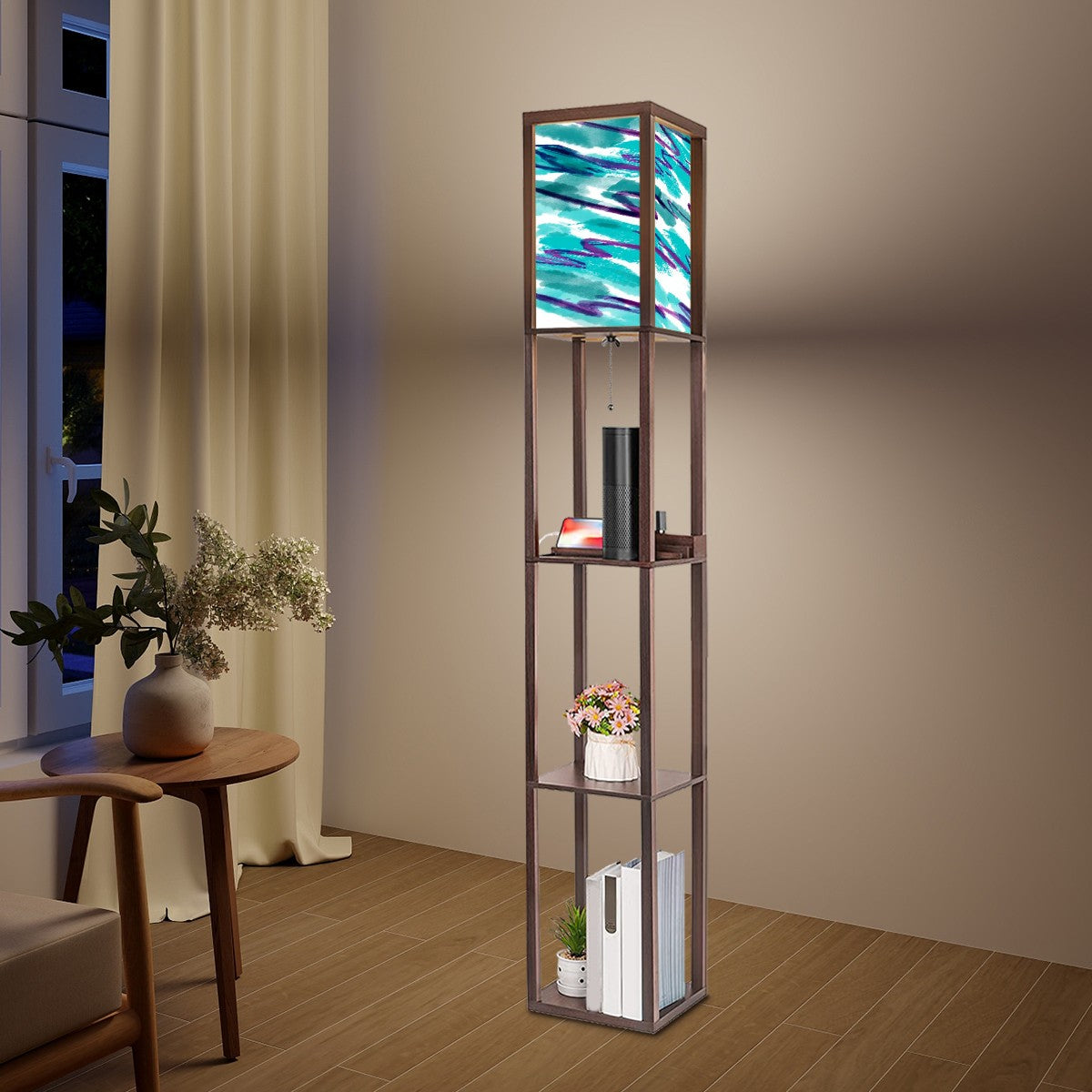 90s Vibe Floor Lamp with Shelves