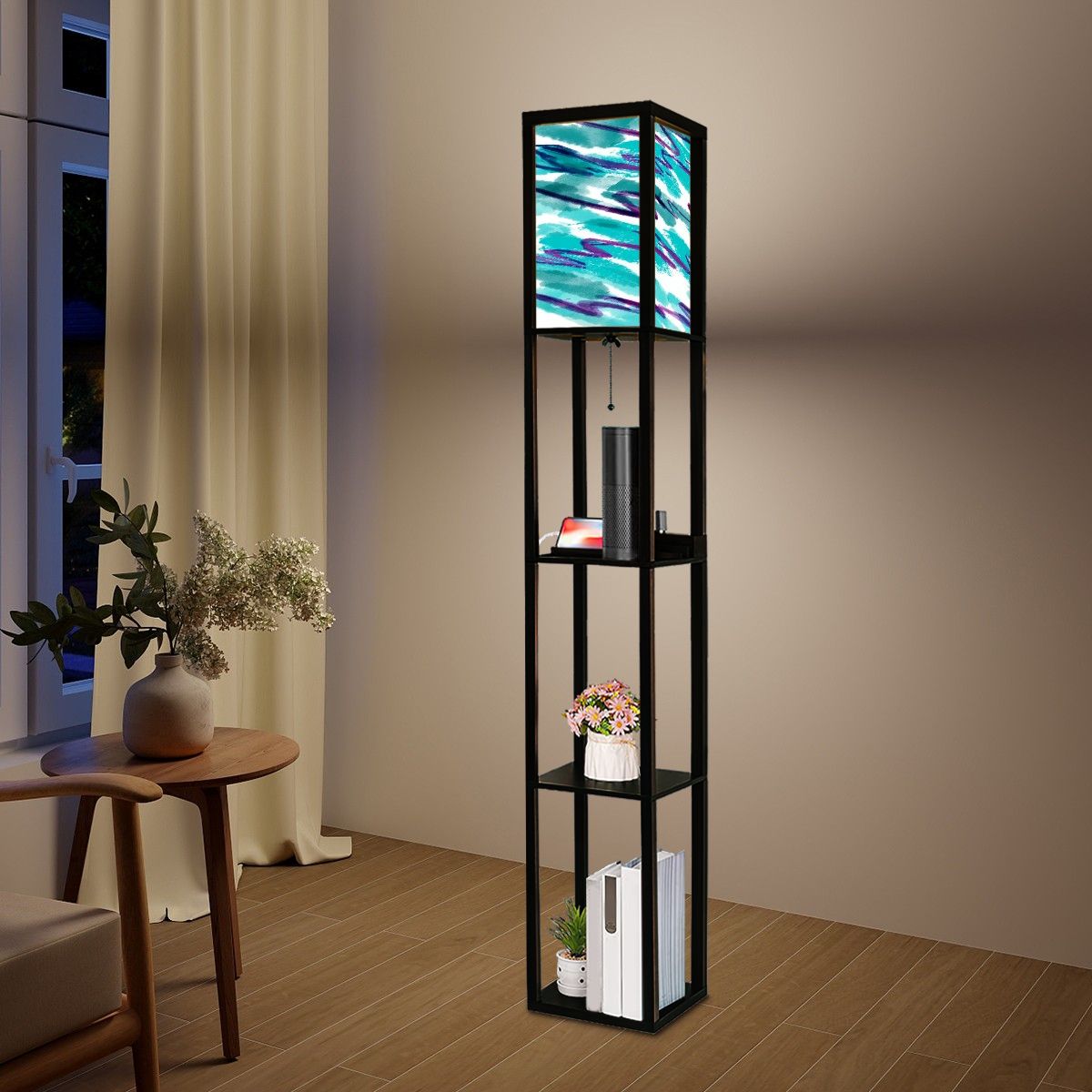90s Vibe Floor Lamp with Shelves