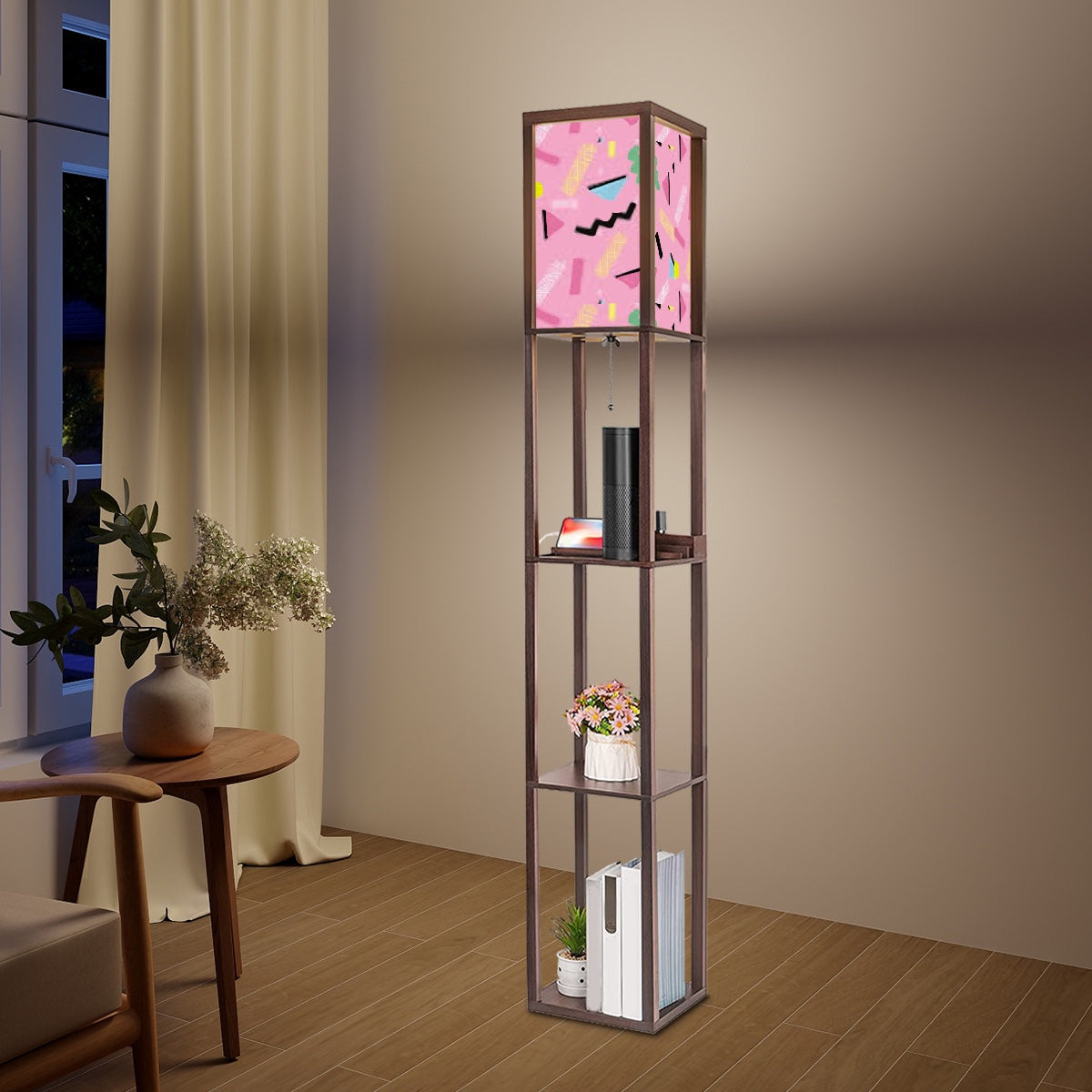 Saturday Morning Cartoons Floor Lamp with Shelves