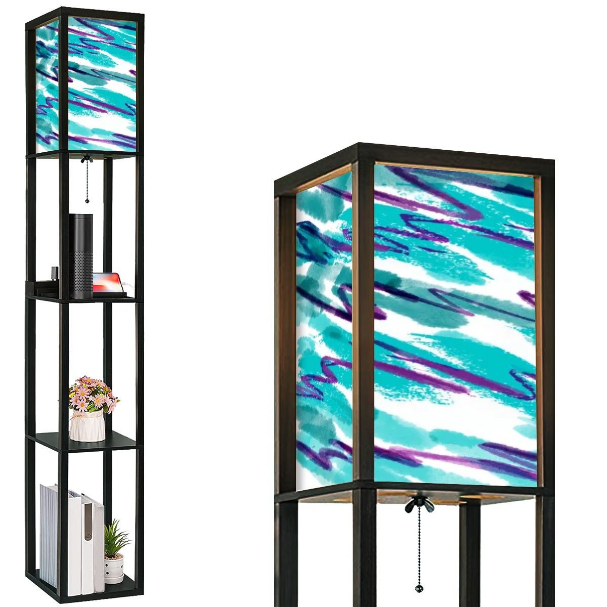 90s Vibe Floor Lamp with Shelves
