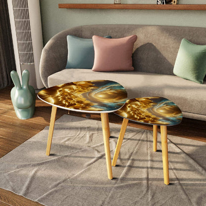 Waves of Gold Triangle Coffee Table Set of 2