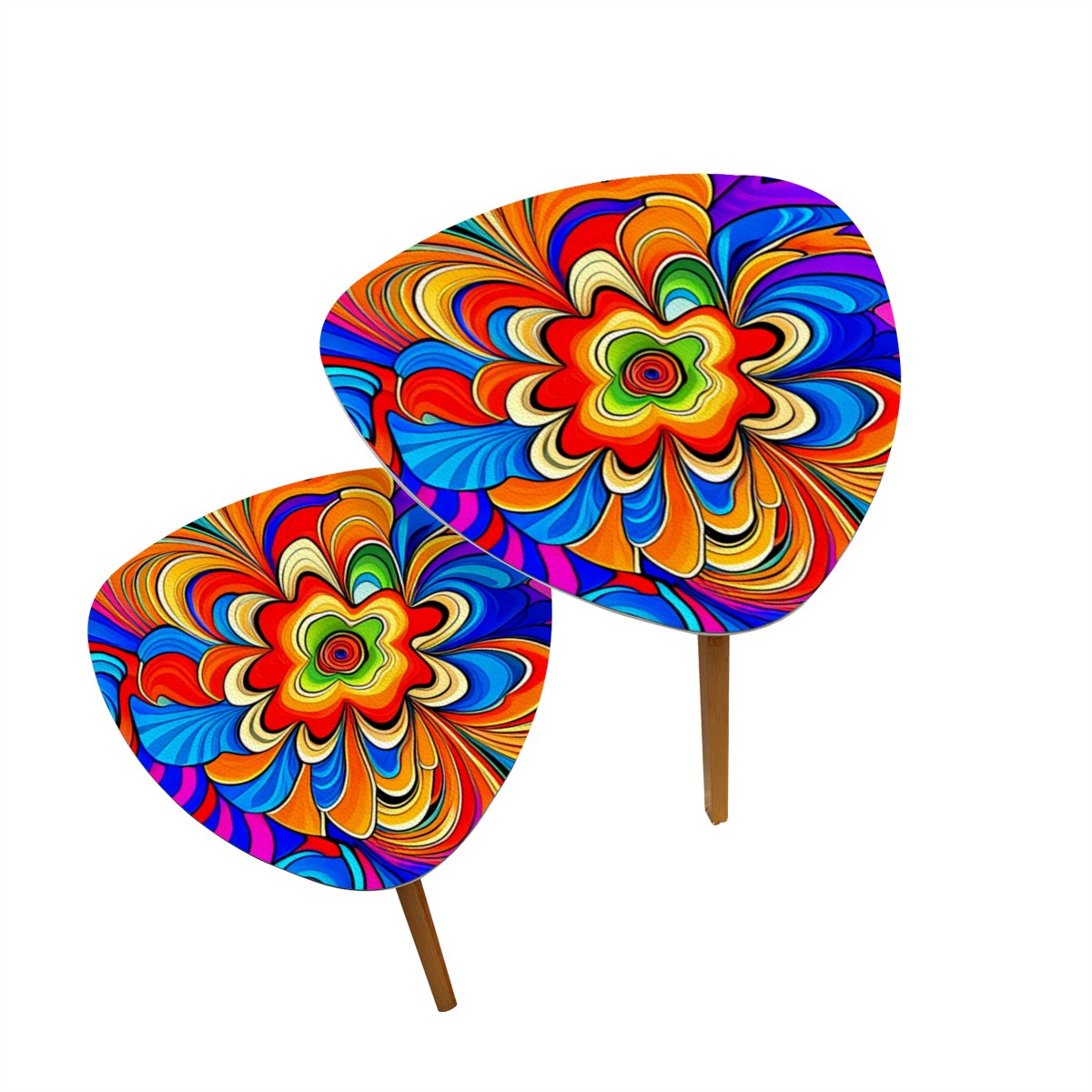 Psychedelic 60's Coffee Table Set of 2