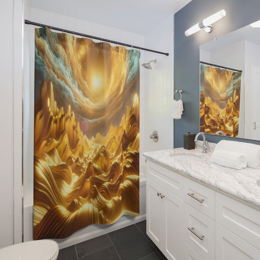 Waves of Gold Shower Curtain