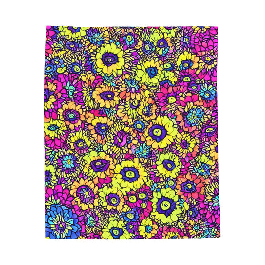 Flower Power Velveteen Plush Blanket