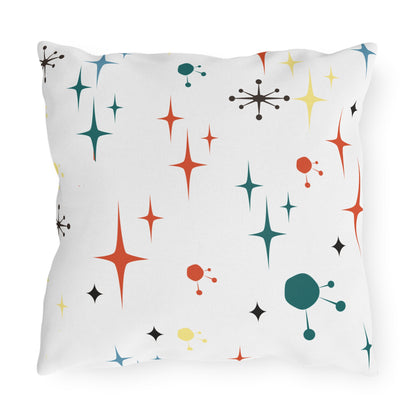 Mid-Century Magic: Starburst & Sputnik Outdoor Pillow