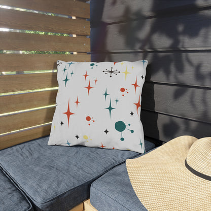 Mid-Century Magic: Starburst & Sputnik Outdoor Pillow