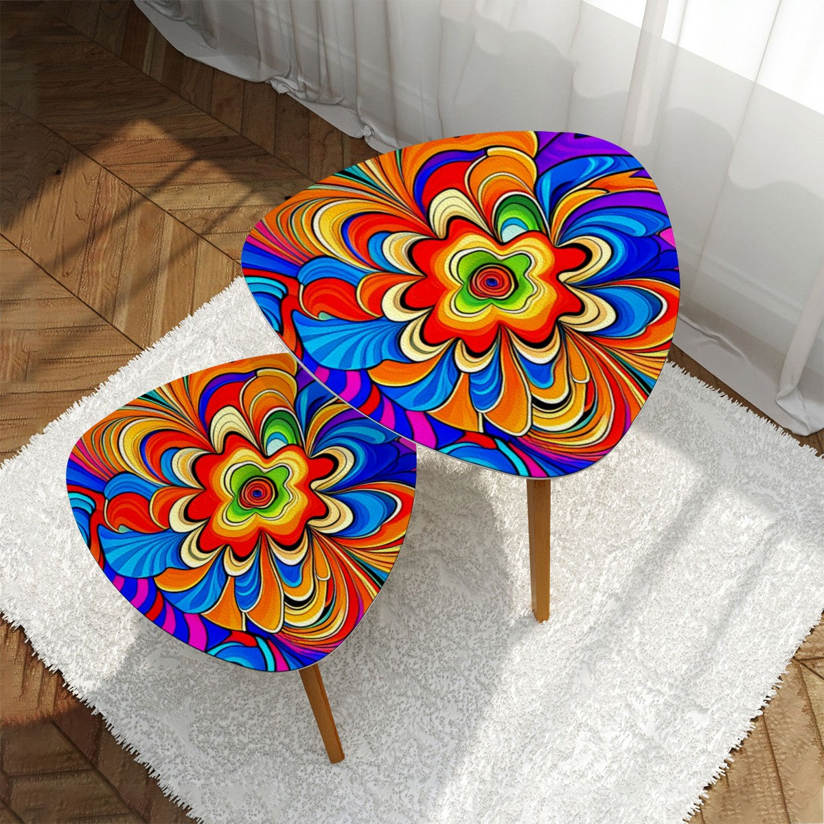 Psychedelic 60's Coffee Table Set of 2