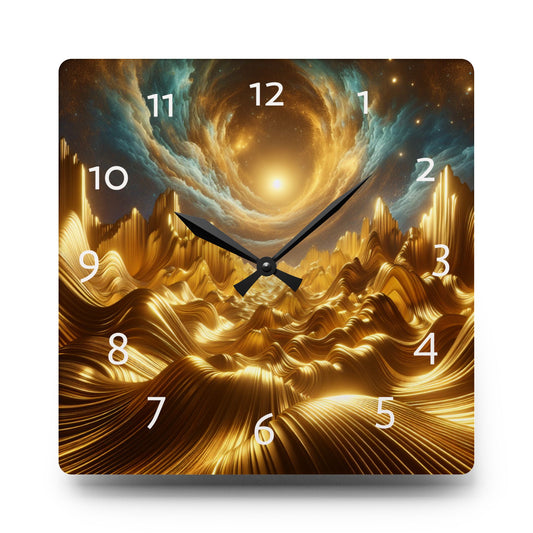 Waves of Gold Wall Clock