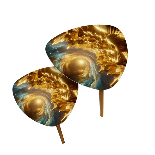 Waves of Gold Triangle Coffee Table Set of 2
