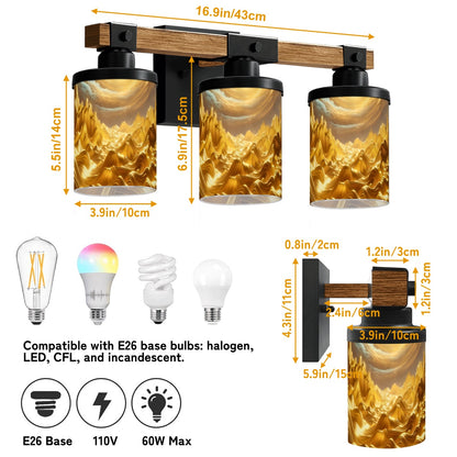 Waves of Gold Vanity Light Fixture